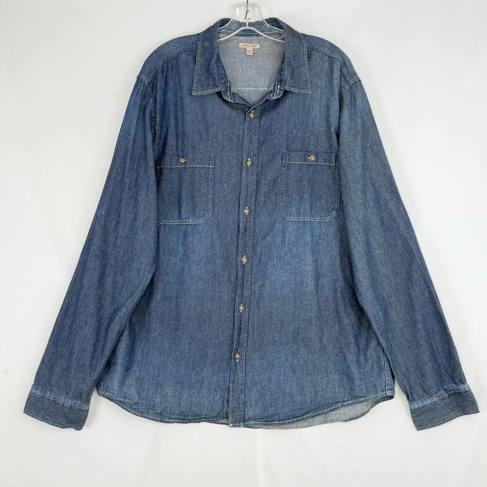 Cape Juby Shirt Men's XL Blue Cotton Denim Long Sleeve Button Up Pockets Classic